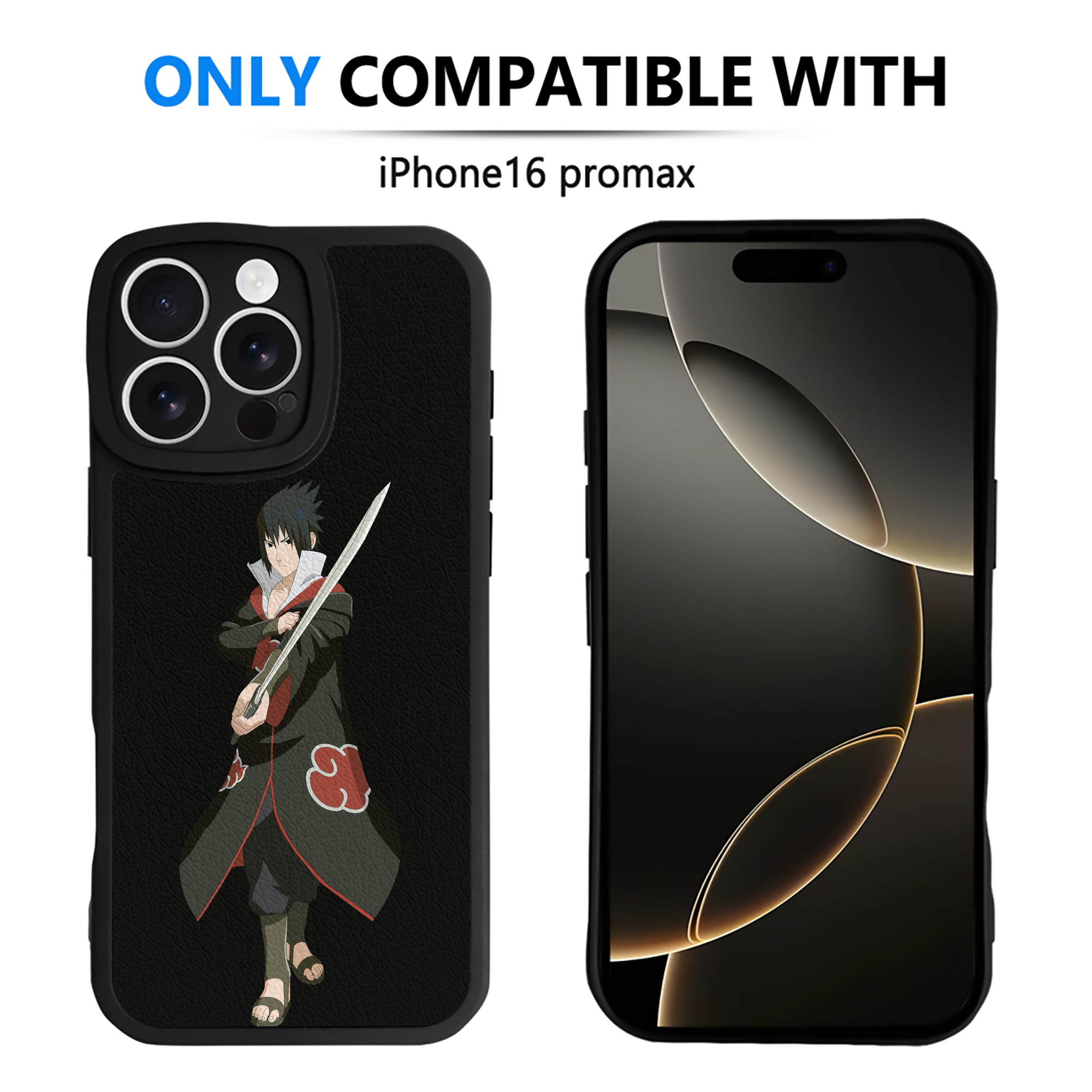 （画像用） NARUTO -ナルト- うちは サスケ Uchiha Sasuke 【iPhone 16シリーズ対応】シリコンスマホケース（レザー調） 材質：シリコン